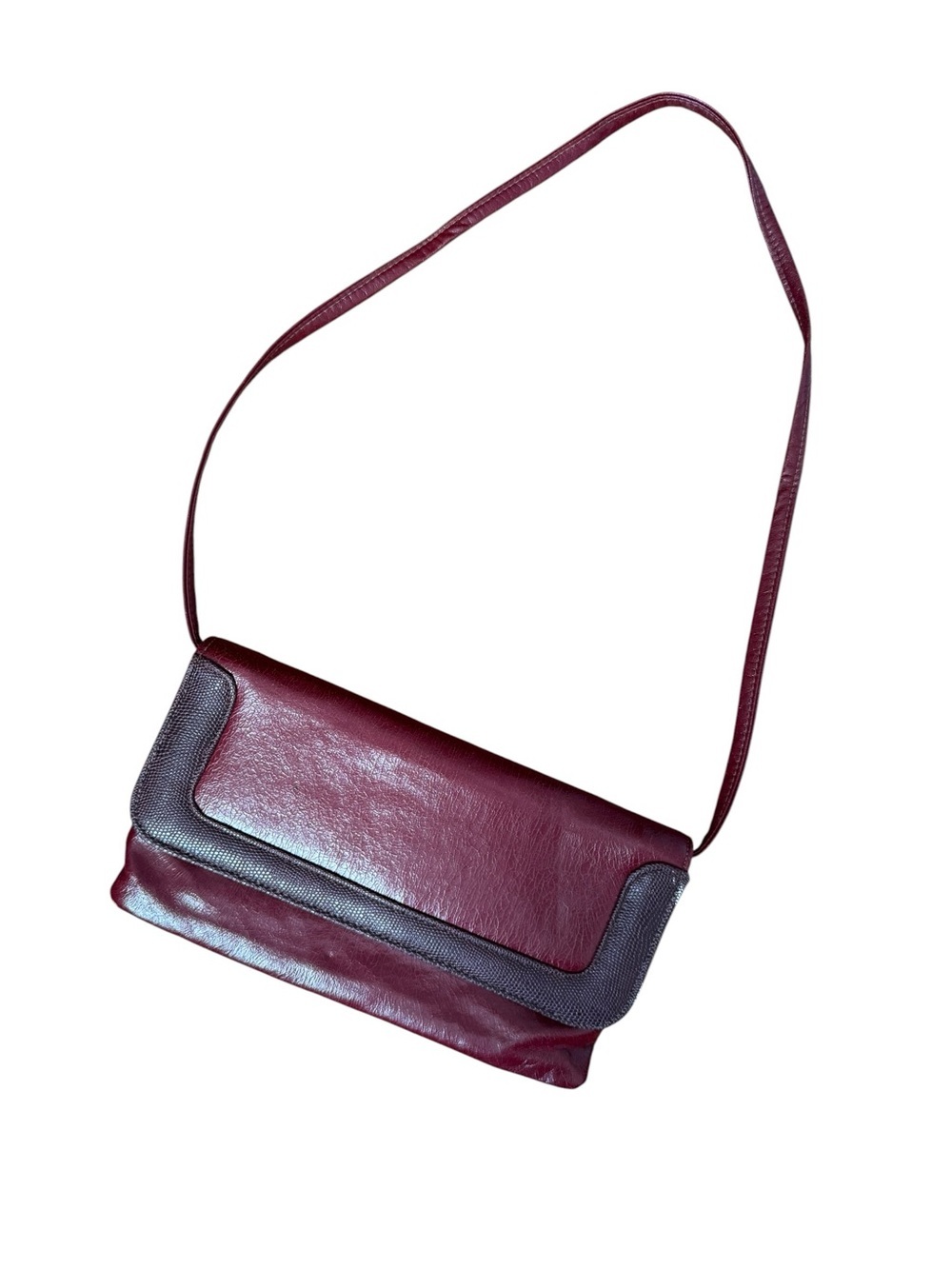 Vintage 1980s Burgundy Leather Crossbody Bag